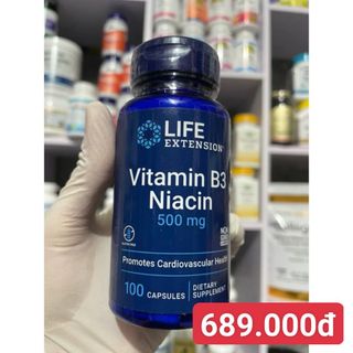 Vitamin B3 Niacin , 500 mg, 100 Viên nhộng giá sỉ
