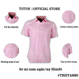 Áo sơ mi nam ngắn tay trơn Slim fit chống nhăn  TRISTAN80