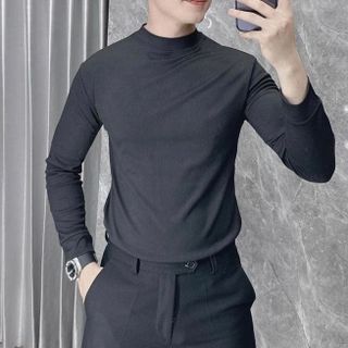 Áo Thun Tăm Dài Tay Nam TUTO5 Menswear AT07- Áo Phông Giữ Nhiệt Nam Cổ Cao Body Slim fit Tôn Dáng Cao Cấp