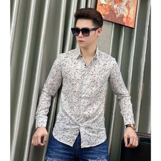 ÁO SƠ MI LỤA NAM TUTO5 MENSWEAR SMT06 - DÀI TAY HOẠT TIẾT CHẤM BI SLIM FIT SHIRT COTTON 100% CHỐNG NHĂN , LỊCH LÃM-TUTO5