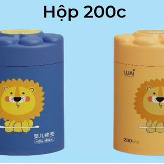 Tăm bông WAI cho bé sơ sinh, bông tự nhiên, hộp 200 que