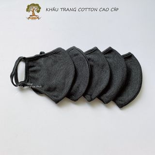 Combo 5 khẩu trang vải ĐEN dệt kim TUTO5 thời trang 2 lớp trắng/đen người lớn kháng khuẩn, khử mùi, tái sử dụng 30 lần Nhật KTY1002C3