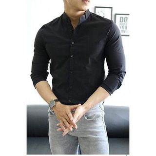 Áo sơ mi nam dài tay cổ tàu TUTO5 ôm phi bóng trơn NH01