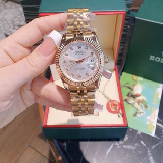 XẢ KHO ĐỒNG HỒ NAM NỮ CAO CẤP RÔ LE MÀU GOLD ROSE MÁY NHẬT KÍNH SAPHIRE 4