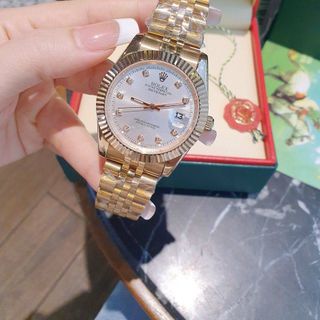 XẢ KHO ĐỒNG HỒ NAM NỮ CAO CẤP RÔ LE MÀU GOLD ROSE MÁY NHẬT KÍNH SAPHIRE 4