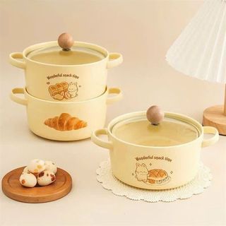 Âu Sứ Nồi Sứ Núm Gỗ Cute Vàng ( THÙNG 20C) giá sỉ