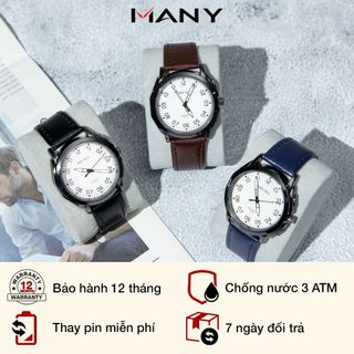 Đồng hồ nam Mruika dây da 3172 - Đồng hồ đeo tay mặt kính tròn chống nước MANY