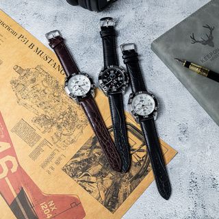 Đồng hồ nam Cafuer 292 thời trang, vỏ kim loại trắng sáng - Đồng hồ đeo tay nam sang trọng, dây da cao cấp ManYi