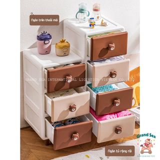 Tủ đựng đồ dùng quần áo cho bé hình gấu thỏ siêu xinh, Tủ nhựa đa năng tiện dụng nhiều ngăn - Hàng chính hãng