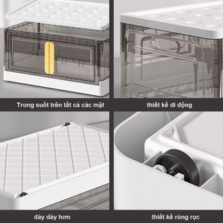 Tủ Đựng Đồ Đa Năng Gấp Gọn, Hộp Đựng Quần Áo, Có Cửa Nam Châm, Có Bánh Xe, Hộp Xếp Chồng Thành Tủ Tiện Dụng