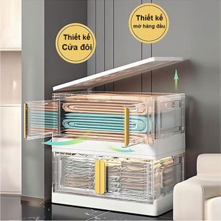 Tủ Đựng Đồ Đa Năng Gấp Gọn, Hộp Đựng Quần Áo, Có Cửa Nam Châm, Có Bánh Xe, Hộp Xếp Chồng Thành Tủ Tiện Dụng