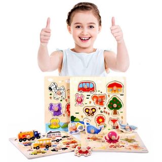 [Hàng Nhập Khẩu] Bảng Đồ Chơi Xếp Hình Gỗ Họa Tiết Hoạt Hình Đẹp Giúp Bé Phát Triển Tư Duy Tiện Lơi, An Toàn, Chất Lượng