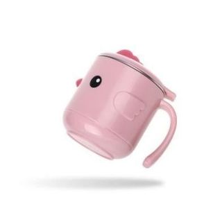 Bát Ăn Dặm Cho Bé, Cốc Uống Sữa Hàn Quốc Goryeo Baby inox 304, Có Nắp Giữ Nhiệt, Đế Hút Chống Rơi Vỡ 350ml-Màu Hồng