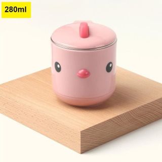 Bát Ăn Dặm Cho Bé, Cốc Uống Sữa Hàn Quốc Goryeo Baby inox 304, Có Nắp Giữ Nhiệt, Đế Hút Chống Rơi Vỡ 350ml-Màu Hồng