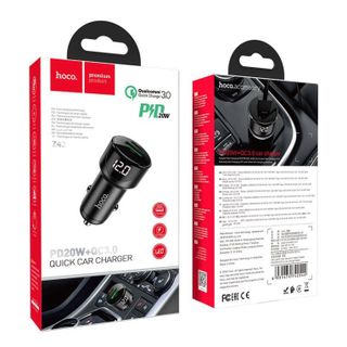 Tẩu sạc ô tô / xe hơi Hoco Z42 hỗ trợ QC3.0 và PD20W - màn hình hiển thị điện áp (Màu Random) - Hãng phân phối
