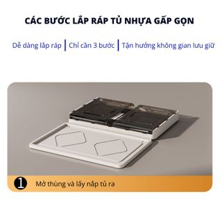 (Ngang 70/75cm) Tủ Đựng Đồ Gấp Gọn Chất Liệu Nhựa Nguyên Sinh, Thùng Đựng Đồ Lắp Ghép Cao Cấp, Cửa Trong Suốt Dễ Nhìn