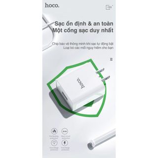 Củ sạc + cáp sạc Hoco C81 sạc nhanh 2.1A 1 cổng sạc USB chất liệu PVC an toàn dành cho iPhone Samsung Huawei Xiaomi Oppo