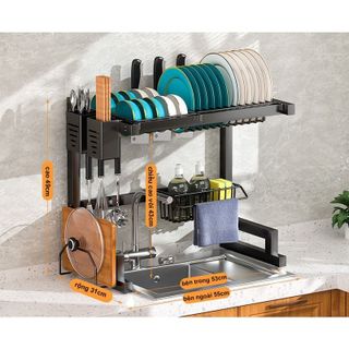 Kệ đựng bát đĩa gác bồn rửa bát 1 tầng- Giá úp chén bát gác bồn đa năng, chất liệu thép không gỉ, chịu lực lớn
