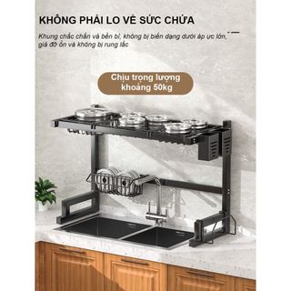 Kệ đựng bát đĩa gác bồn rửa bát 1 tầng- Giá úp chén bát gác bồn đa năng, chất liệu thép không gỉ, chịu lực lớn