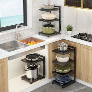 Kệ để xoong nồi nhiều tầng 2/3/4 tầng có thể điều chỉnh khoảng cách các tầng-giá dể đồ nhà bếp, giá gác nồi tiện dụng
