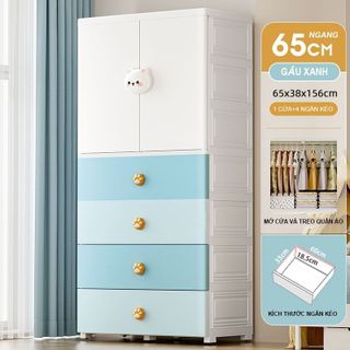 Tủ Nhựa 5 Tầng Cao Cấp Ngang 65CM Treo Quần Áo Có Bánh Xe -Tủ Đựng Quần Áo Đa Năng Chất Lượng