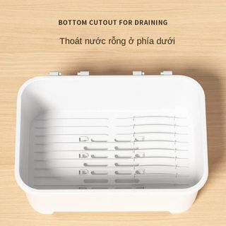 Hộp Đựng Bát đũa có nắp đậy, giá đựng đồ gia dụng lớn chống bụi, có giá thoát nước nhà bếp