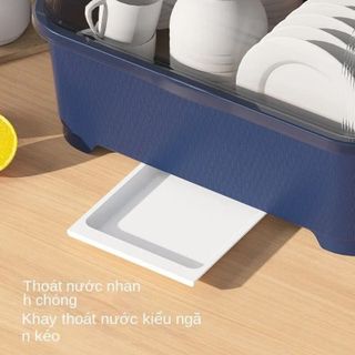Hộp Đựng Bát đũa có nắp đậy, giá đựng đồ gia dụng lớn chống bụi, có giá thoát nước nhà bếp