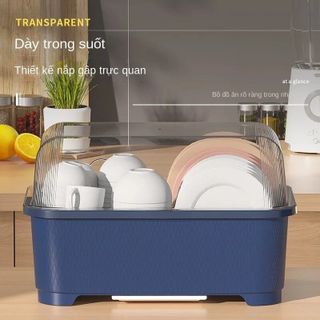 Hộp Đựng Bát đũa có nắp đậy, giá đựng đồ gia dụng lớn chống bụi, có giá thoát nước nhà bếp