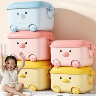Hộp Đựng Đồ Hình Động Vật Đa Năng Cho Bé Có Nắp Khóa Và Bánh Xe Siêu Cưng, Thùng Đựng Đồ Cho Trẻ Em
