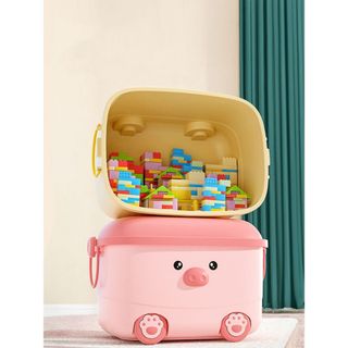 Hộp Đựng Đồ Hình Động Vật Đa Năng Cho Bé Có Nắp Khóa Và Bánh Xe Siêu Cưng, Thùng Đựng Đồ Cho Trẻ Em