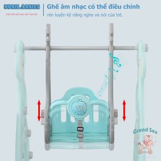 Đồ chơi cầu trượt kết hợp xích đu hươu cao cổ dành cho bé, kèm rổ bóng rổ có thể phát nhạc đa chức năng