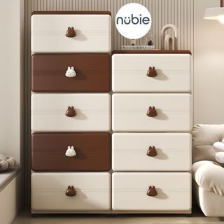 Tủ đựng đồ dùng quần áo cho bé hình thỏ, Tủ nhựa đa năng tiện dụng nhiều ngăn có bánh xe tiện dụng