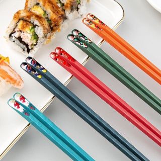 bộ 5 đôi Đũa Nhựa Chống Trượt Chống Ẩm Phân Loại Sushi Tiện Dụng Cho Gia Đình