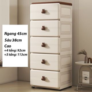 Tủ đựng đồ dùng quần áo cho bé hình thỏ, Tủ nhựa đa năng tiện dụng nhiều ngăn có bánh xe tiện dụng