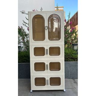 (Ngang 80cm) Tủ nhựa đựng đồ gấp gọn đa năng nhiều tầng, tủ quần áo lắp ghép có bánh xe, tháo lắp dễ dàng