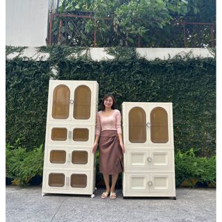 (Ngang 80cm) Tủ nhựa đựng đồ gấp gọn đa năng nhiều tầng, tủ quần áo lắp ghép có bánh xe, tháo lắp dễ dàng