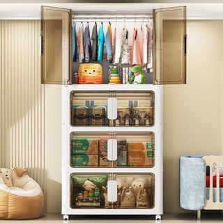 (Ngang 70-80cm) Tủ Đựng Đồ Gấp Gọn Đa Năng, Tủ Đựng Quần Áo Lắp Ghép Nhiều Tầng Size Lớn, Có Bánh Xe Tiện Dụng