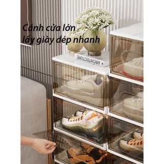 Hộp Nhựa Gấp Gọn Đa Năng Đựng Giày, Đựng Đồ Trong Suốt, Hộp Giày Nhiều Tầng Chống Bụi, Tủ Nhựa Đựng Giày nhiều size
