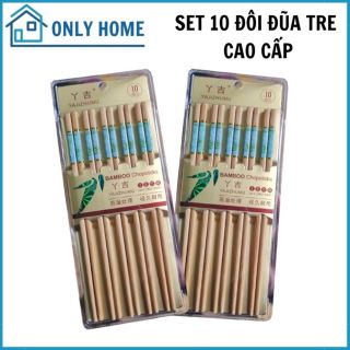 Sét 10 đôi đũa tre cao cấp, chống ẩm mốc, không trơn, không hóa chất, an toàn cho người sử dụng - Giao màu