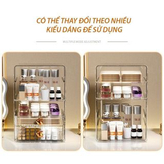 Hộp đựng mỹ phẩm trong suốt nhiều ngăn, Hộp đựng mỹ phẩm sang trọng nhẹ nhàng, làm bằng chất liệu PET dày