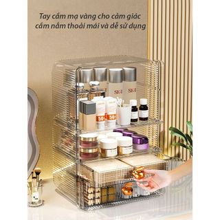 Hộp đựng mỹ phẩm trong suốt nhiều ngăn, Hộp đựng mỹ phẩm sang trọng nhẹ nhàng, làm bằng chất liệu PET dày