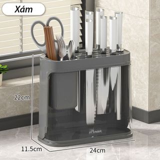 Kệ Cài Dao Thớt, Đựng Đũa / Úp Vung Nồi, Giá Đựng Dao Muỗng Đũa Đa Năng Nhà Bếp, Có Khay Thoát Nước,Nhựa PP Bền Nhẹ