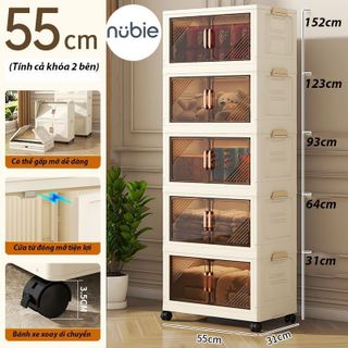 Tủ Nhựa Gấp Gọn Đa Năng, Tủ Đựng Quần Áo Nhiều Kích Cỡ Dễ Lắp Ghép, Để Đồ Tiện Dụng, Nhựa PP, Có Bánh Xe