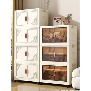 Tủ Nhựa Gấp Gọn Đa Năng, Tủ Đựng Quần Áo Nhiều Kích Cỡ Dễ Lắp Ghép, Để Đồ Tiện Dụng, Nhựa PP, Có Bánh Xe