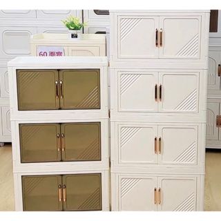 Tủ Nhựa Gấp Gọn Đa Năng, Tủ Đựng Quần Áo Nhiều Kích Cỡ Dễ Lắp Ghép, Để Đồ Tiện Dụng, Nhựa PP, Có Bánh Xe