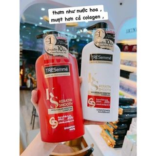 Dầu gội và dầu xả Tresemme Keratin Smooth 400ml Thái Lan-(Dầu gội và xả Tresemme Thái Lan màu đỏ suôn mềm mượt)