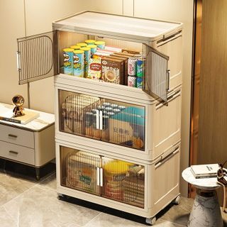 Tủ nhựa đựng đồ gấp gọn nhiều tầng tháo lắp dễ dàng, Tủ nhựa lắp ghép đựng quần áo, kèm bánh xe quay 360 độ