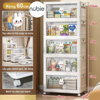Tủ đựng đồ gấp gọn hoạt hình, ngang 60cm 3-5 Tầng, không cần lắp đặt, khả năng chịu tải mạnh, Có Thể Tách Dùng Riêng Lẽ