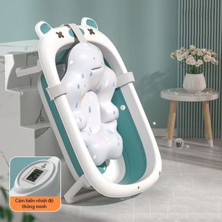 Thau Tắm Có Nhiệt Kế Cho Bé, Chậu Tắm Gấp Gọn Cao Cấp Tiện Dụng, Giá Rẻ