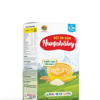 Bột ăn dặm HUMABABY vị Bắp - Gạo - Yến Mạch (Hộp 10 gói x 25g)